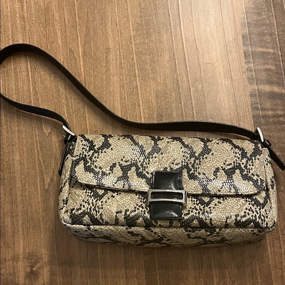 Mexx Beige and Black Snakeskin Shoulder Bag